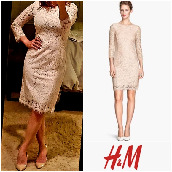 H&M Dresses & Skirts - H&M Blush Pink Beige Lace Sheath Dress - XS